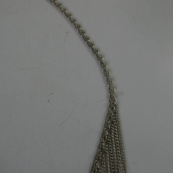 Sterling Silver Layered Chain Statement Bib Necklace 925 Vintage 23.9 Grams - Picture 6 of 10